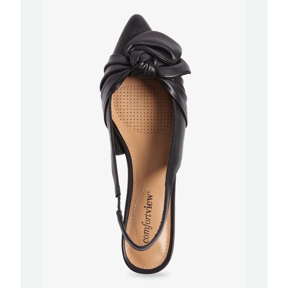 comfortview Black Knotted Pointed Toe Slingback Heel